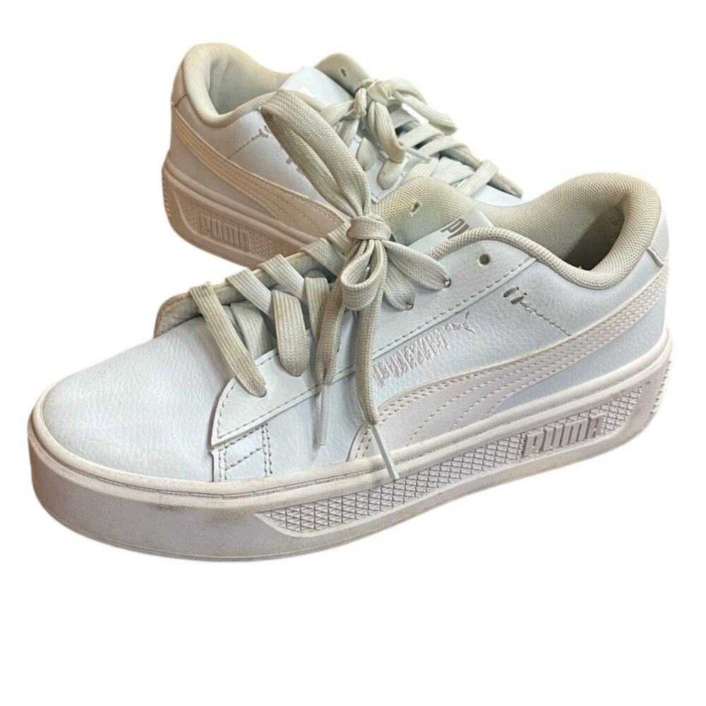 Puma Smash Platform V3 Women's Sneakers 7 White Lace Up Casual Shoes